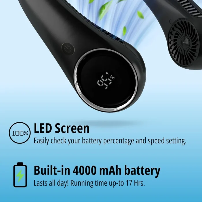 LED screen for battery percentage and speed; built-in 4000 mAh battery, up to 17 hours